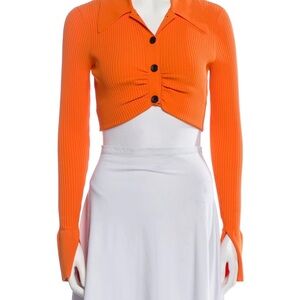 A.L.C. Vibrant Orange Ribbed Crop Top
